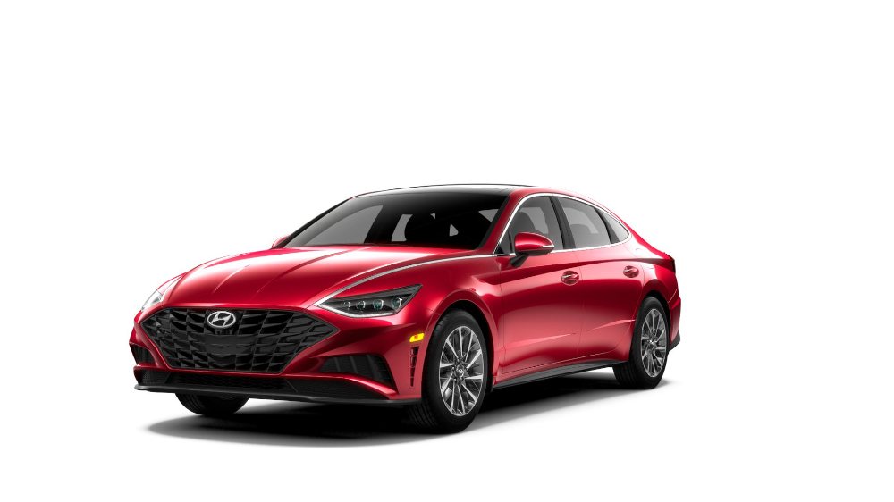 Red 2022 Hyundai Sonata on White Background