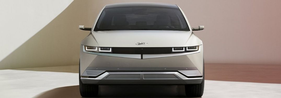 White 2022 Hyundai IONIQ 5 Front Exterior in a Driveway