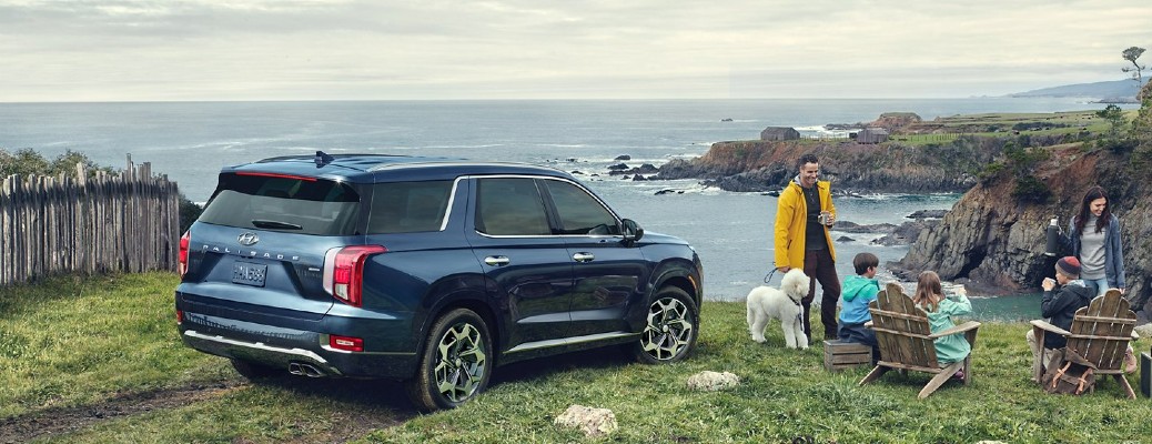 Is the 2022 Hyundai Palisade a Good Family SUV? This picture helps answer that by showing a family parked cliffside with a picnic.